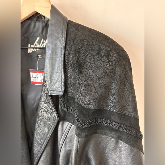 Vintage Black on Black Genuine Suede & Leather Trench Coat By Winlit Size M - Picture 10 of 11